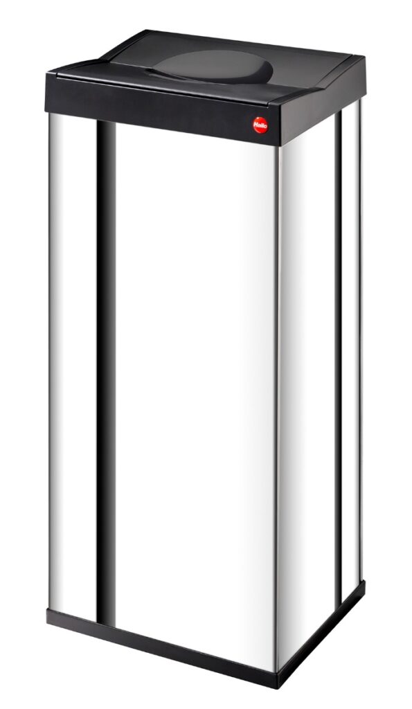 contenedor de residuos rectangular 60l 34x26xh72 cm big box 60 tapa plastico negro acero inox.