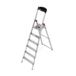 escalera doméstica ”profi step” 6 peldaños anchos de aluminio con acanalado antideslizante