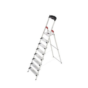 escalera domestica ''profi step'' 8 peldaños anchos de aluminio con acanalado antideslizante