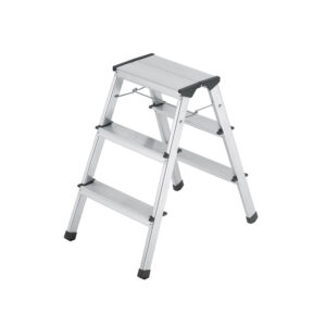 Escalera de tijera con peldaños dobles de seguridad step-ke aluminio 2 tirantes