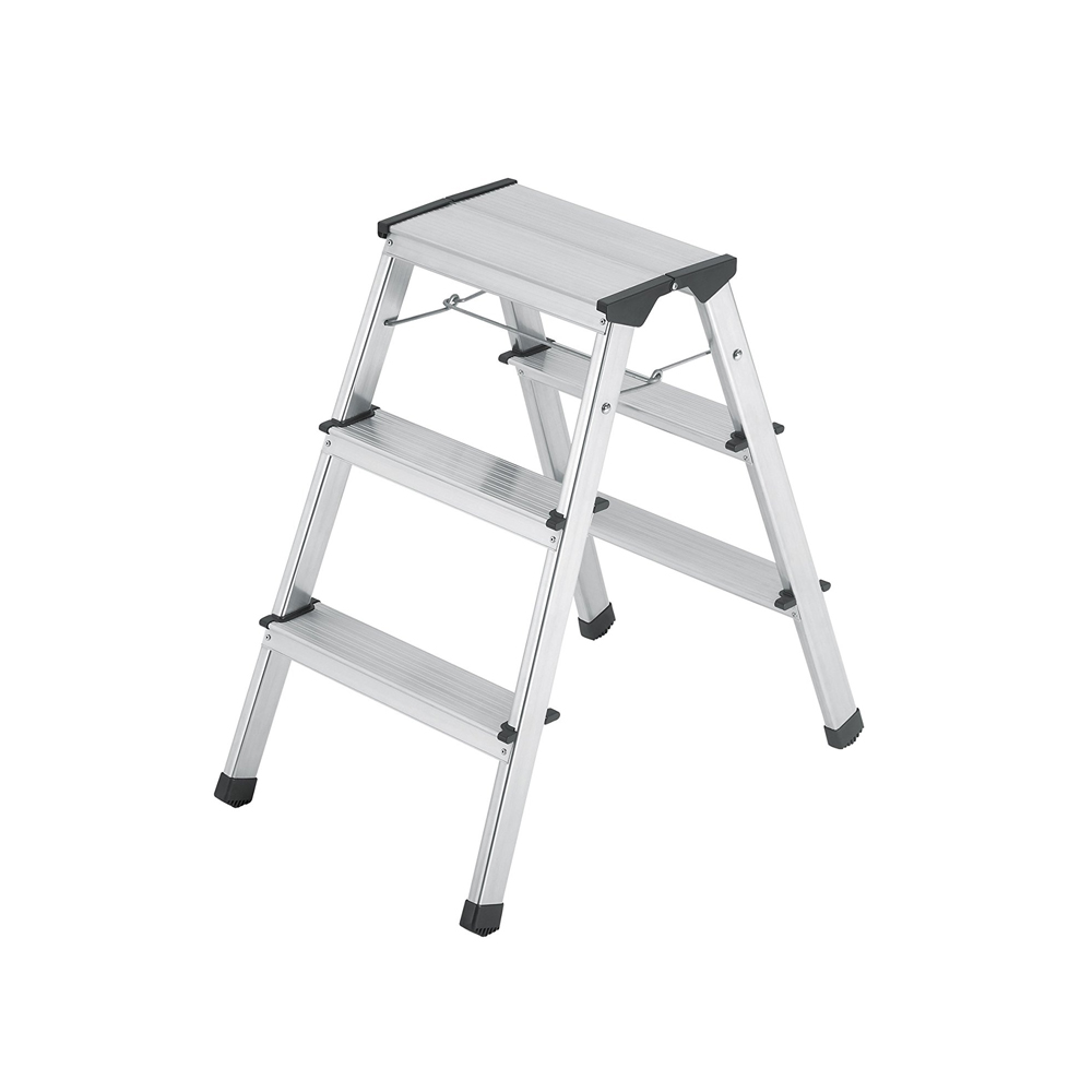 Escalera de tijera con peldaños dobles de seguridad step-ke aluminio 2 tirantes