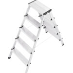 escalera de tijera con peldaños dobles de seguridad anchos antideslizantes, 2×5