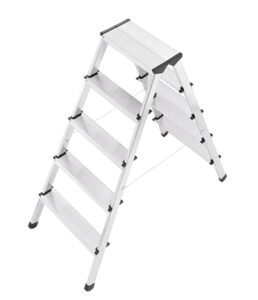 escalera de tijera con peldaños dobles de seguridad anchos antideslizantes, 2×5