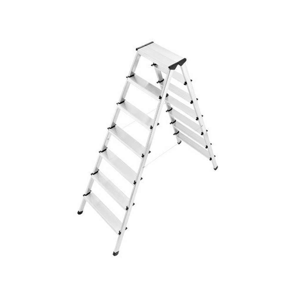 escalera de tijera con peldaños dobles de seguridad anchos antideslizantes, 2×7