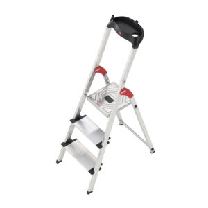 escalera ''profistep xxl'' 3 peldaños, plataforma de aluminio con acanalado antideslizante y elevador