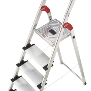 escalera ''profistep xxl'' 5 peldaños, plataforma de aluminio con acanalado antideslizante y elevador