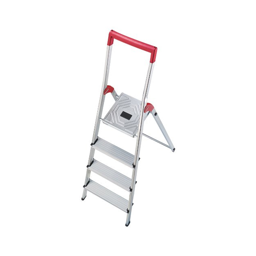 escalera domestica”profi step”4 peldaños de aluminio anchos de aluminio con acanalado antideslizante