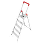 escalera doméstica ”profi step” 5 peldaños de aluminio anchos de aluminio con acanalado antideslizante