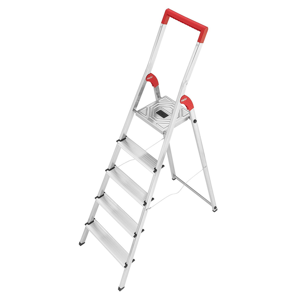 escalera doméstica ”profi step” 5 peldaños de aluminio anchos de aluminio con acanalado antideslizante