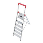 escalera domestica”profi step”6 peldaños de aluminio anchos de aluminio con acanalado antideslizante