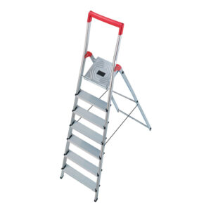 escalera doméstica ”profi step” 7 peldaños de aluminio anchos de aluminio con acanalado antideslizante