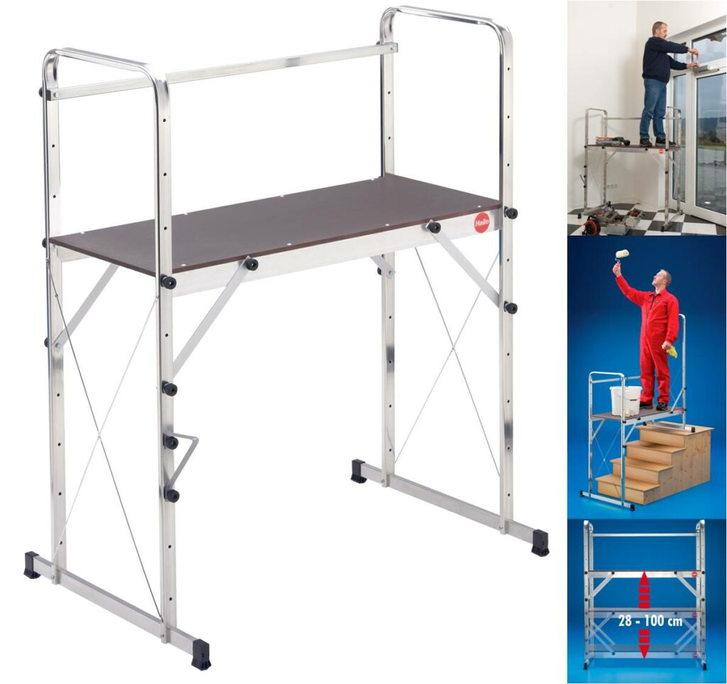 plataforma ”profistep” 125 x 50 cm regulable en altitud 28 a 100 cm, con estribos, 2 travesaños de