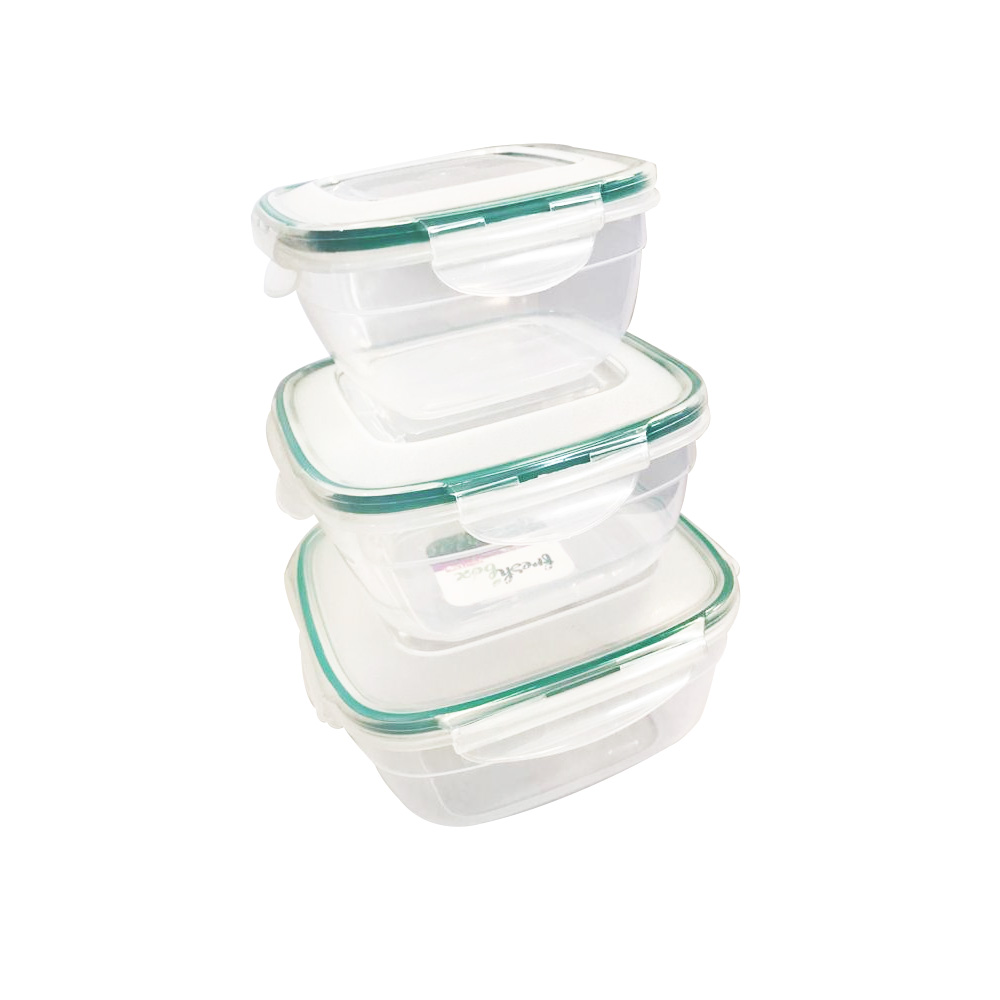 juego de contenedores hermetico 0.6 l 1 l 1.7 l fresh box 3 pz