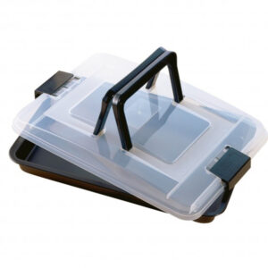 molde rectangular con tapa de plastico con asa para llevar bake take kaiser
