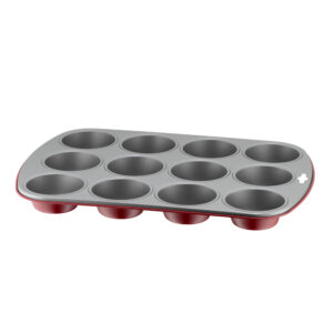 molde para 12 muffins con antiadherente rojo 38×27 cm classic plus