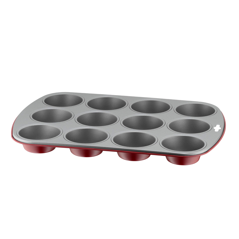 molde para 12 muffins con antiadherente rojo 38×27 cm classic plus