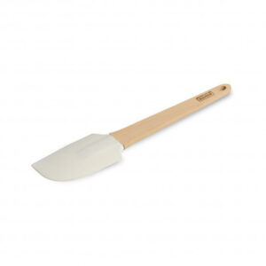 espátula flexible silicón blanco con mango madera 25 cm patisserie kaiser