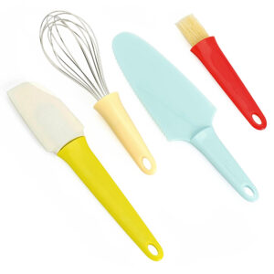 juego para hornear repostería 4 pzs kiddy batidor brocha espátula cuchillo para pastel bake and play