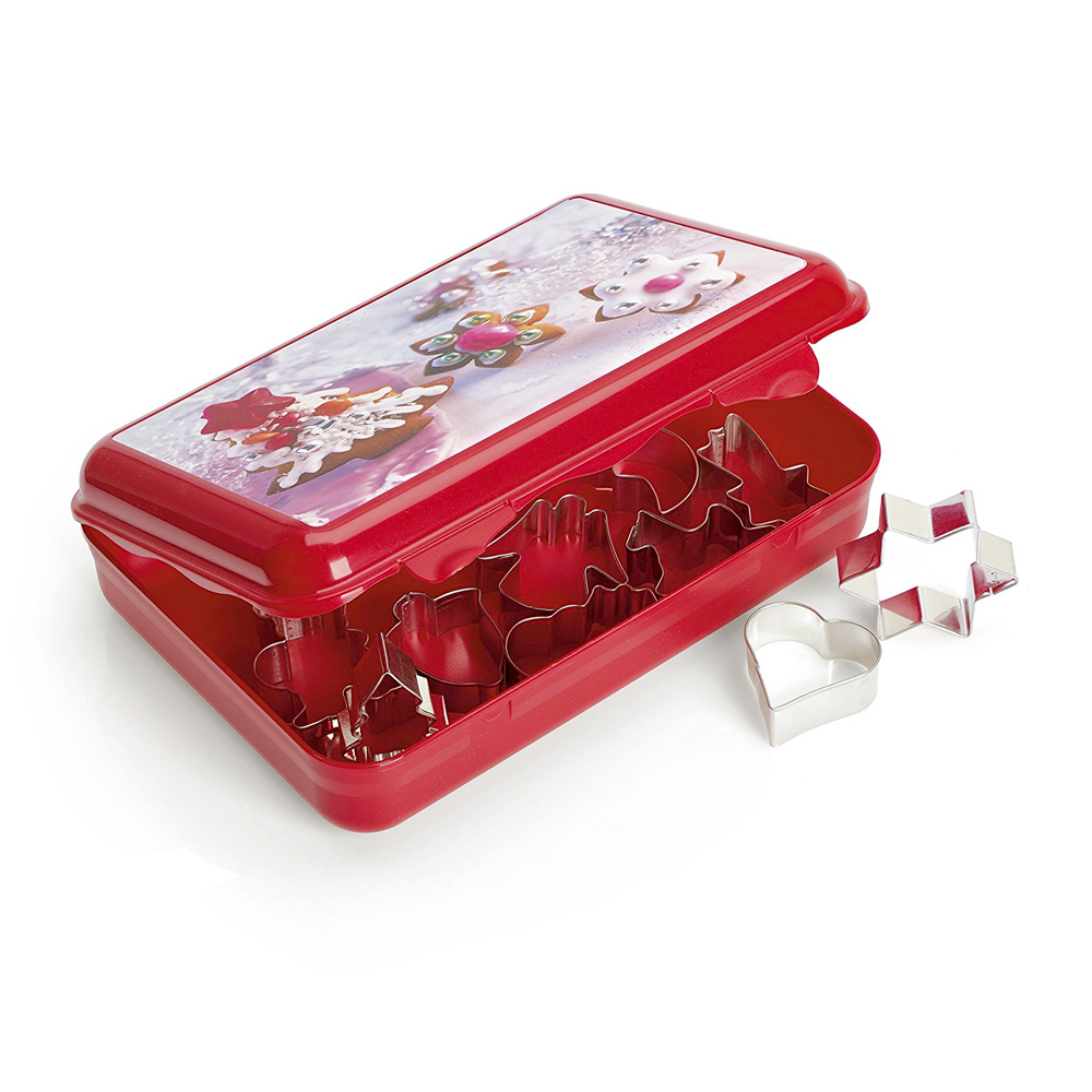 caja con 10 cortadores para galletas bake store