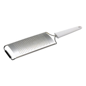 rallador para frutas y vegetales acero inoxidable con mango plastico blanco patisserie