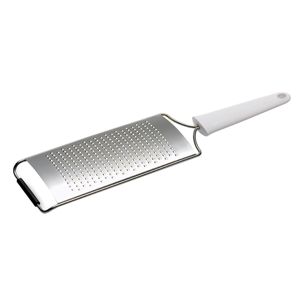 rallador para frutas y vegetales acero inoxidable con mango plastico blanco patisserie
