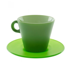 juego de taza con plato para cappuccino verde manzana 275 ml ”ooh magico”, Leonardo