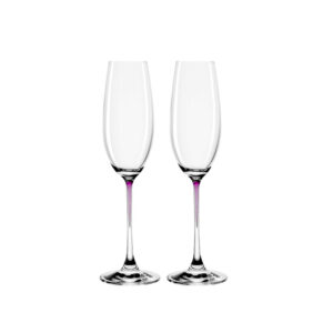 juego de 2 copas flauta violeta ”la perla”, Leonardo