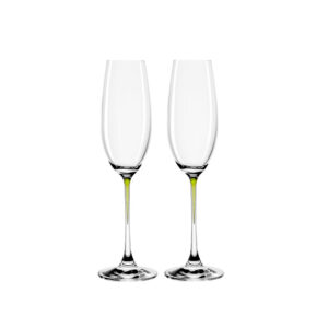 juego de 2 copas flauta verde ”la perla”, Leonardo