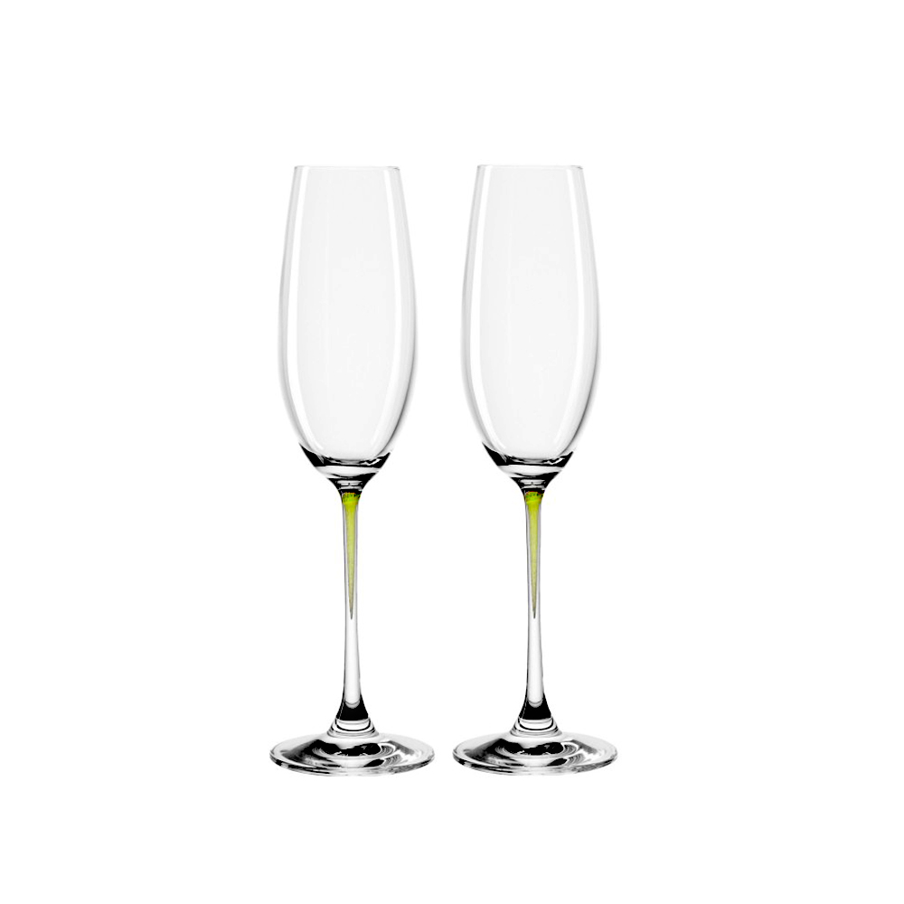 juego de 2 copas flauta verde ”la perla”, Leonardo