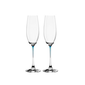 juego de 2 copas flauta azul laguna ”la perla”, Leonardo