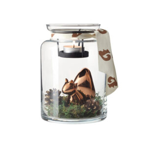 portavela con ardilla decorativa h18 cm castagna, Leonardo