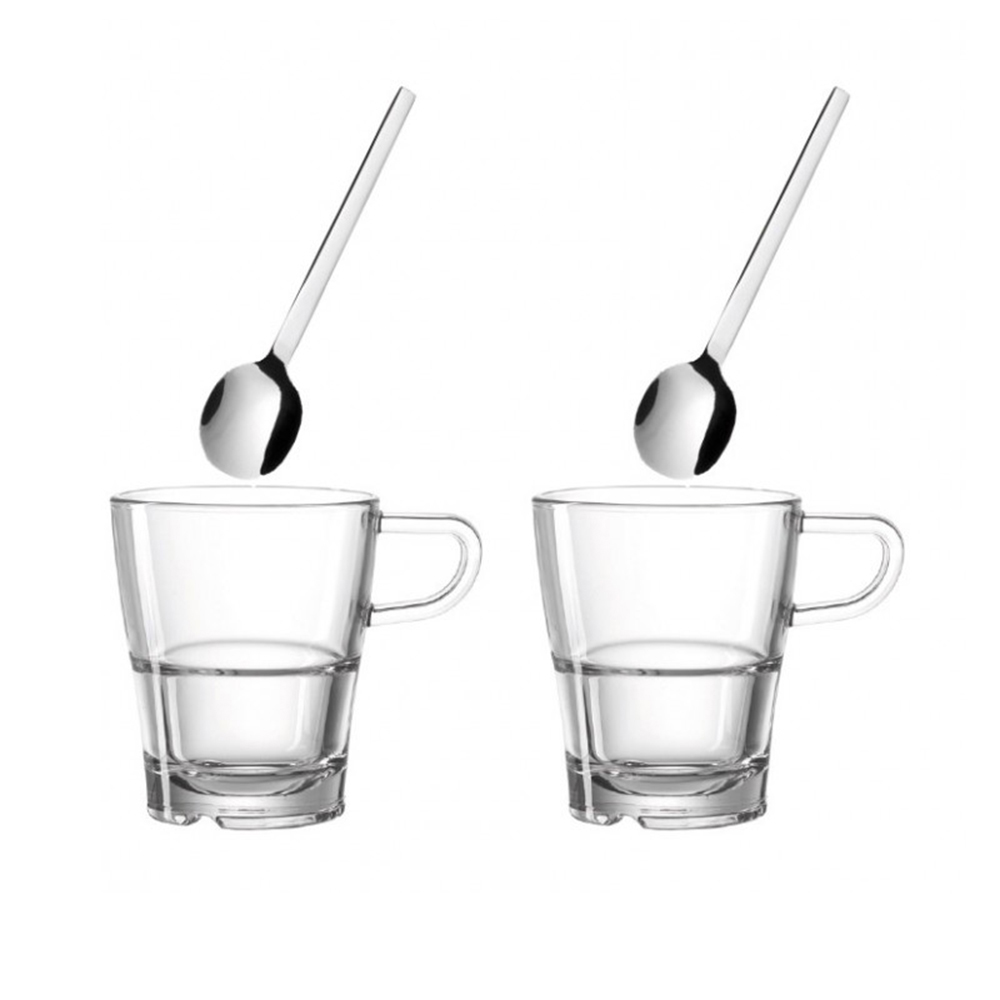 juego de dos tazas y dos cucharas h13 cm ”senso”, Leonardo