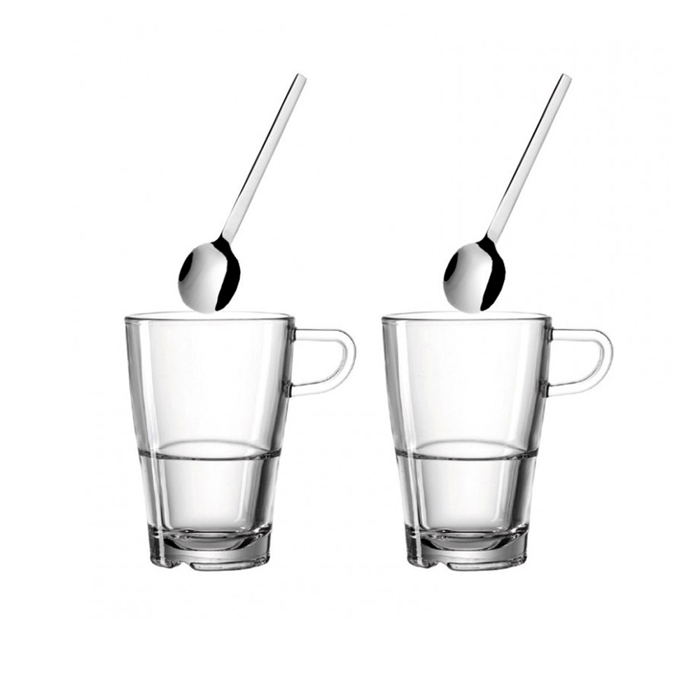 juego de dos tazas y dos cucharas h15 cm ”senso”, Leonardo