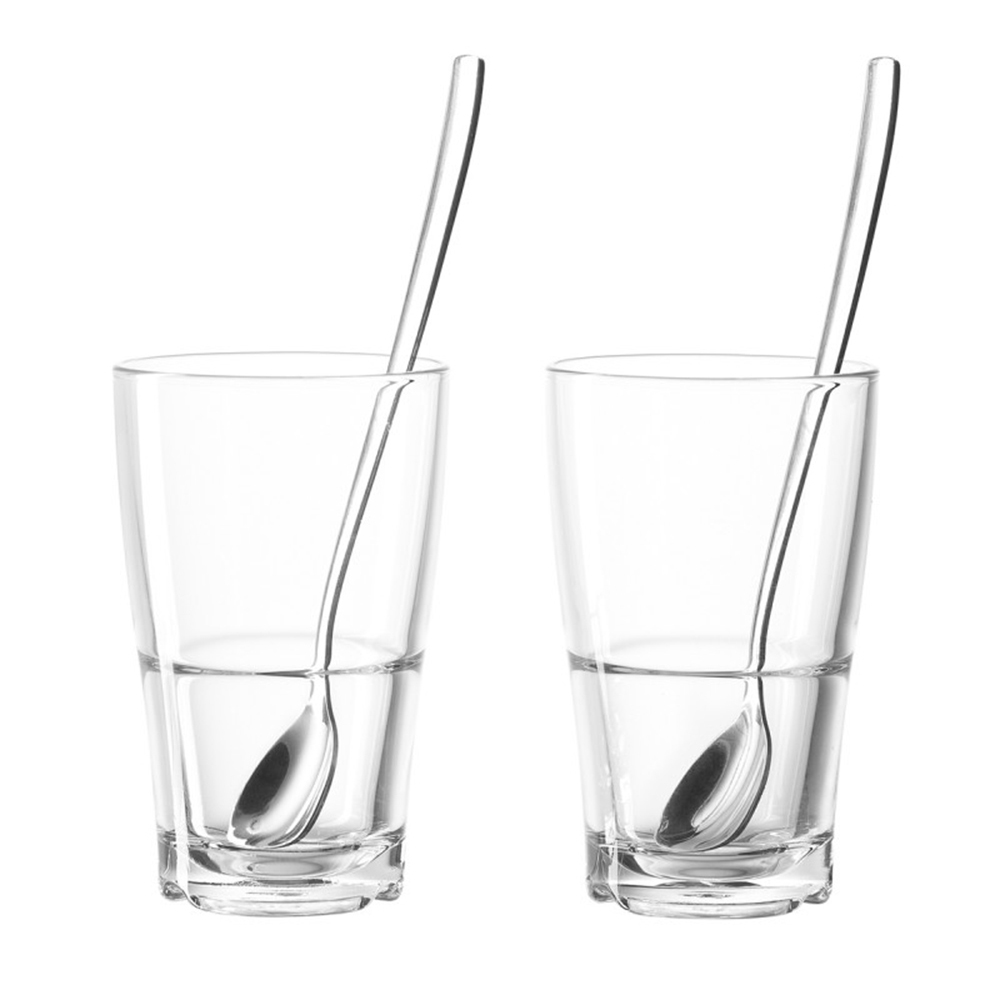 juego de dos vasos y dos cucharas 390 ml h14 cm ”senso”, Leonardo