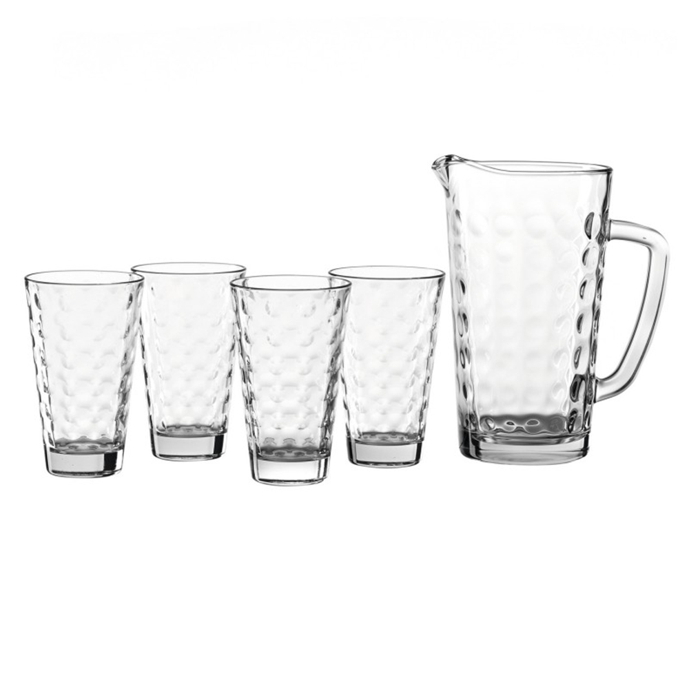 juego de jarra y vasos opticos 5 pzs ciao, Leonardo