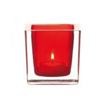 veladora cuadrada roja 8 cm cube, Leonardo