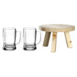 juego tarros para cerveza 330 ml y banco de madera colorata summer 3 pzas, Leonardo