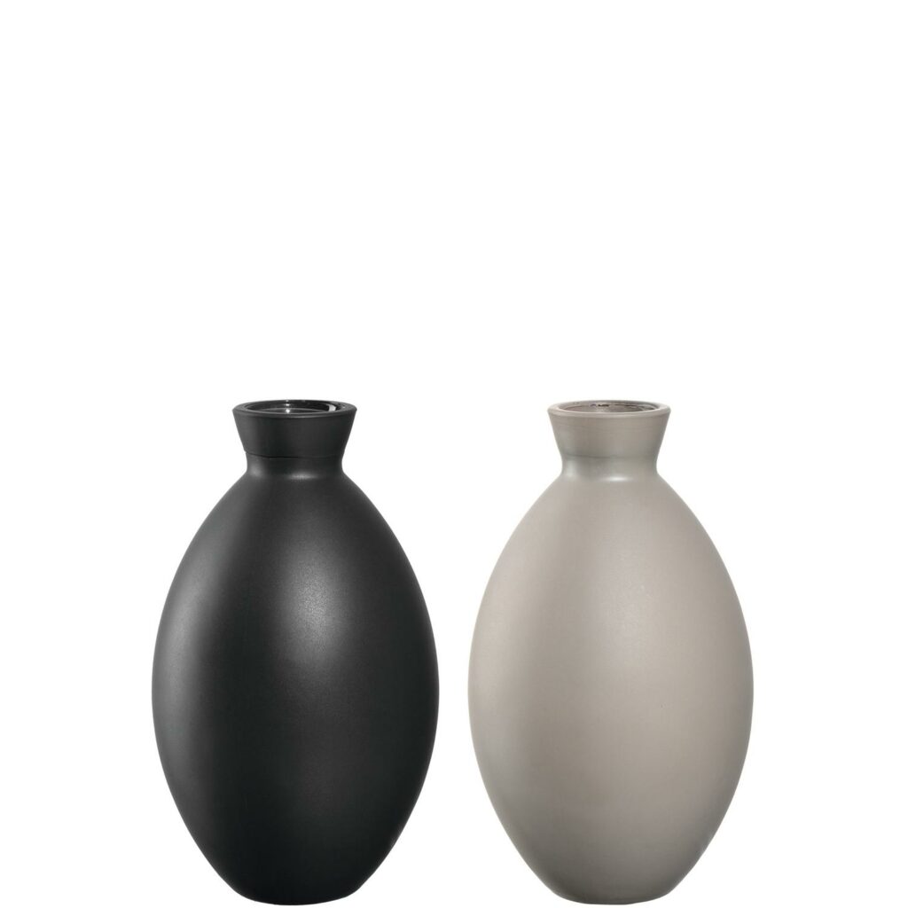 Florero jarron h12 cm casolare ceramica beige o gris, LEONARDO