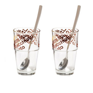 juego de 2 vasos y 2 cucharas para café latte 260 ml solo, Leonardo