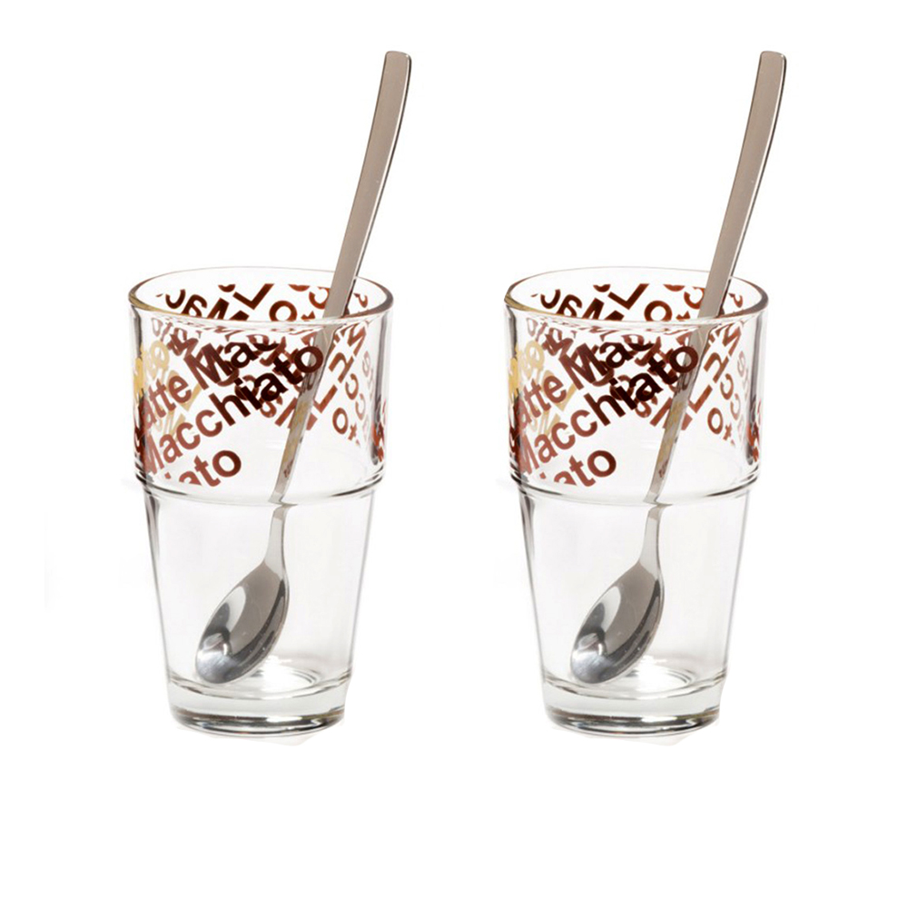 juego de 2 vasos y 2 cucharas para café latte 260 ml solo, Leonardo