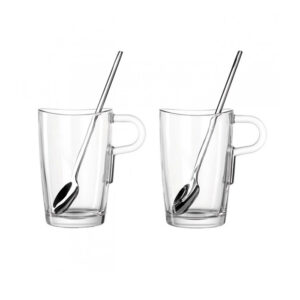 juego de 2 tazas y 2 cucharas para macchiato 260 ml h15 cm spoon, Leonardo
