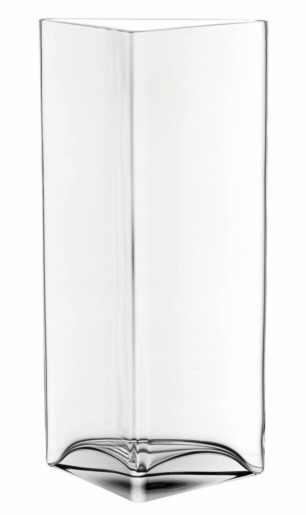 Florero triangulo transparente h 34 cm centro, LEONARDO