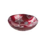 bowl rojo con copos de nive plateados 26 cm rosso leo, Leonardo
