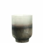 Portavela colo blanco con café, de 10 cm, Leonardo