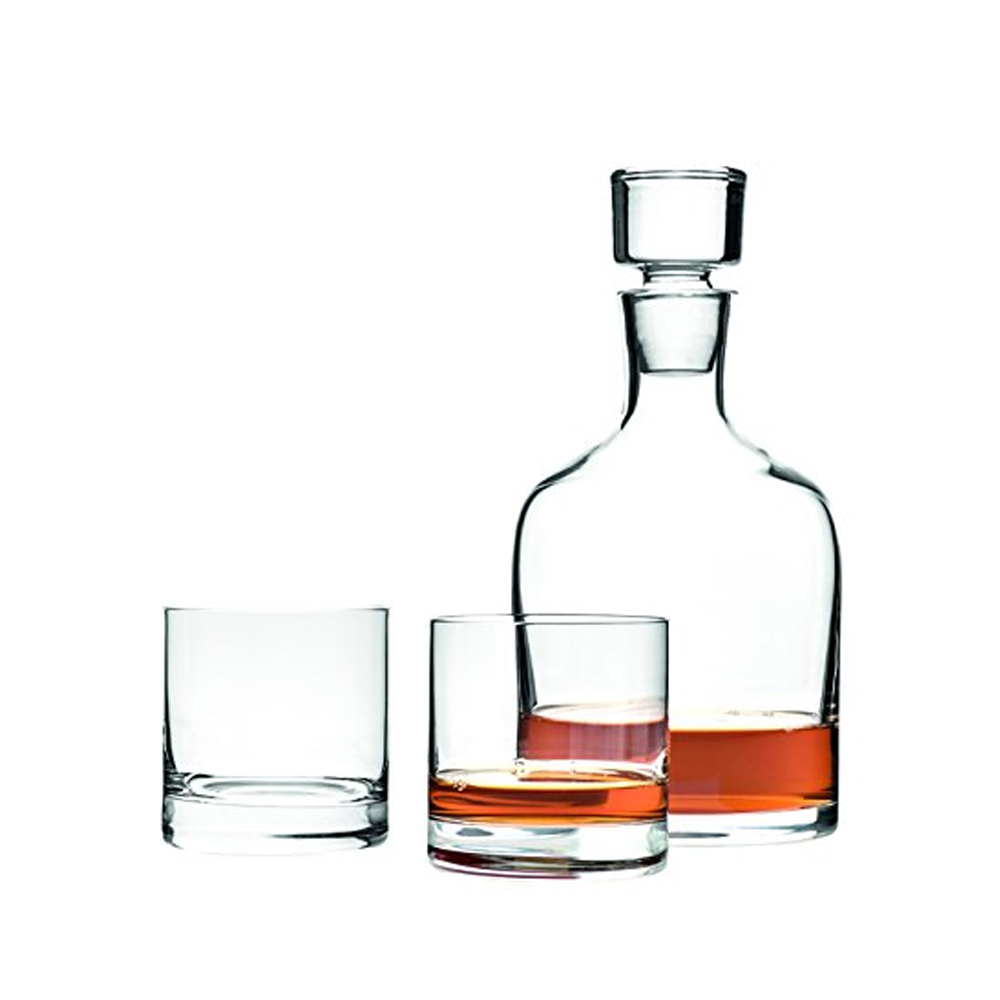 juego de garrafa licorera y vasos ambr, Leonardo