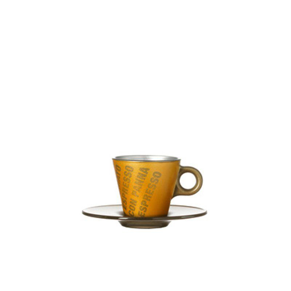 taza con plato espresso oro grafia ”ooh magico”, Leonardo
