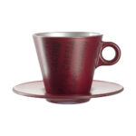 taza con plato cappuccino rojo grafia ”ooh magico”, Leonardo
