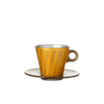 taza con plato cappuccino oro grafia ”ooh magico”, Leonardo