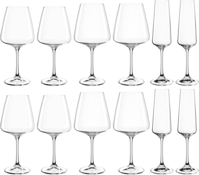 Juego de 12 copas para vino blanco, vino tinto y champagne, ''PALADINO''