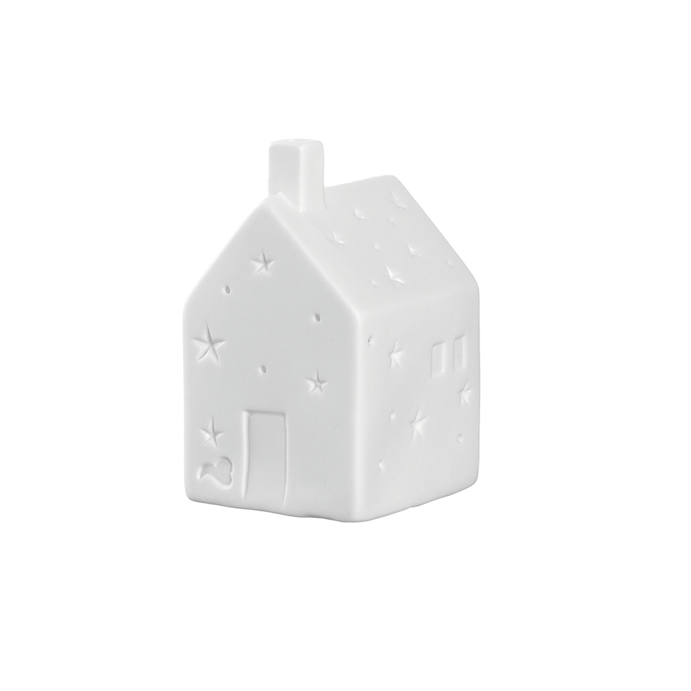 casa de porcelana 14 cm decora ”casolare” led blanca, Leonardo